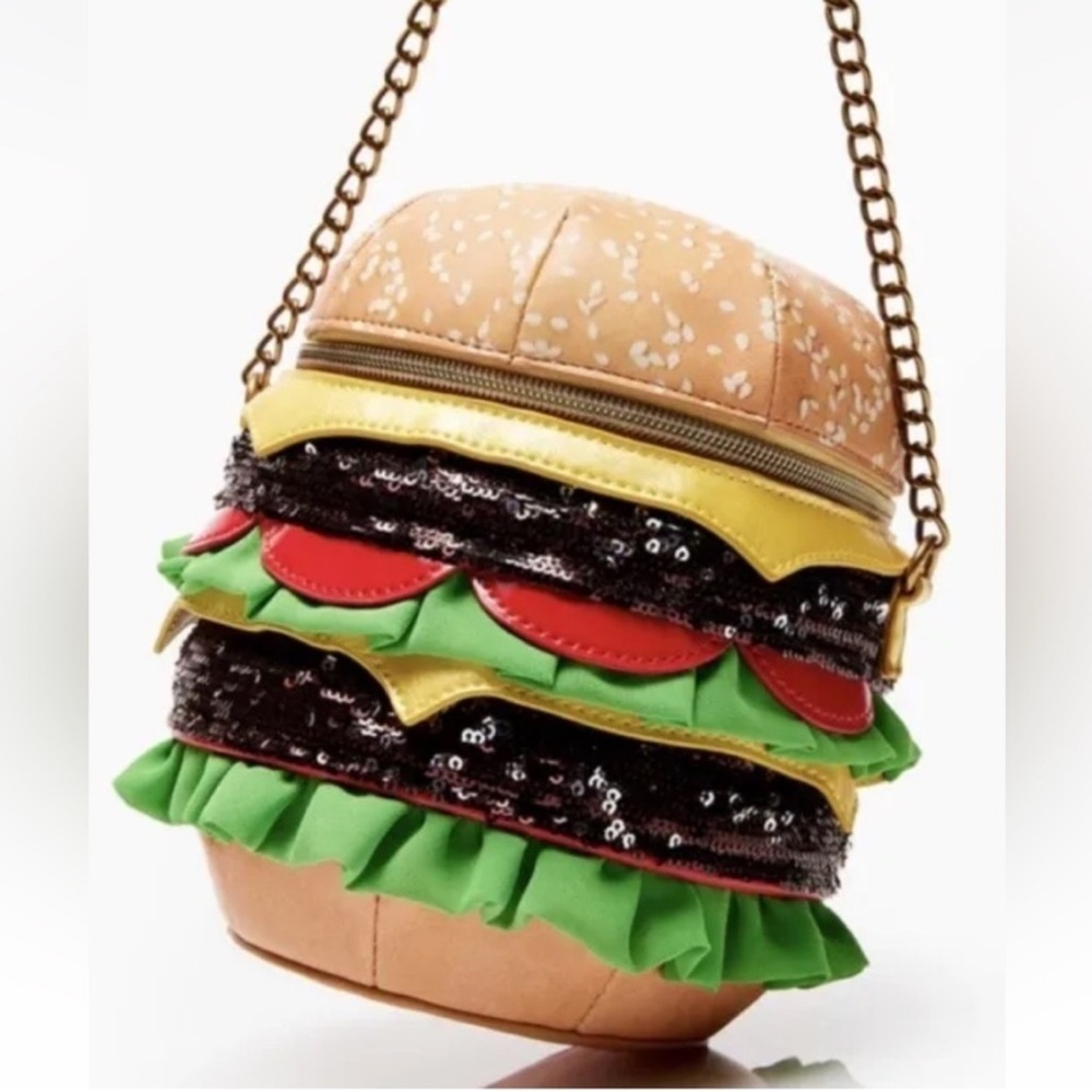 NIP 2025 Betsey Johnson Kitsch Nice Buns Crossbody Bag Double Cheeseburger 🍔 - Picture 2 of 8